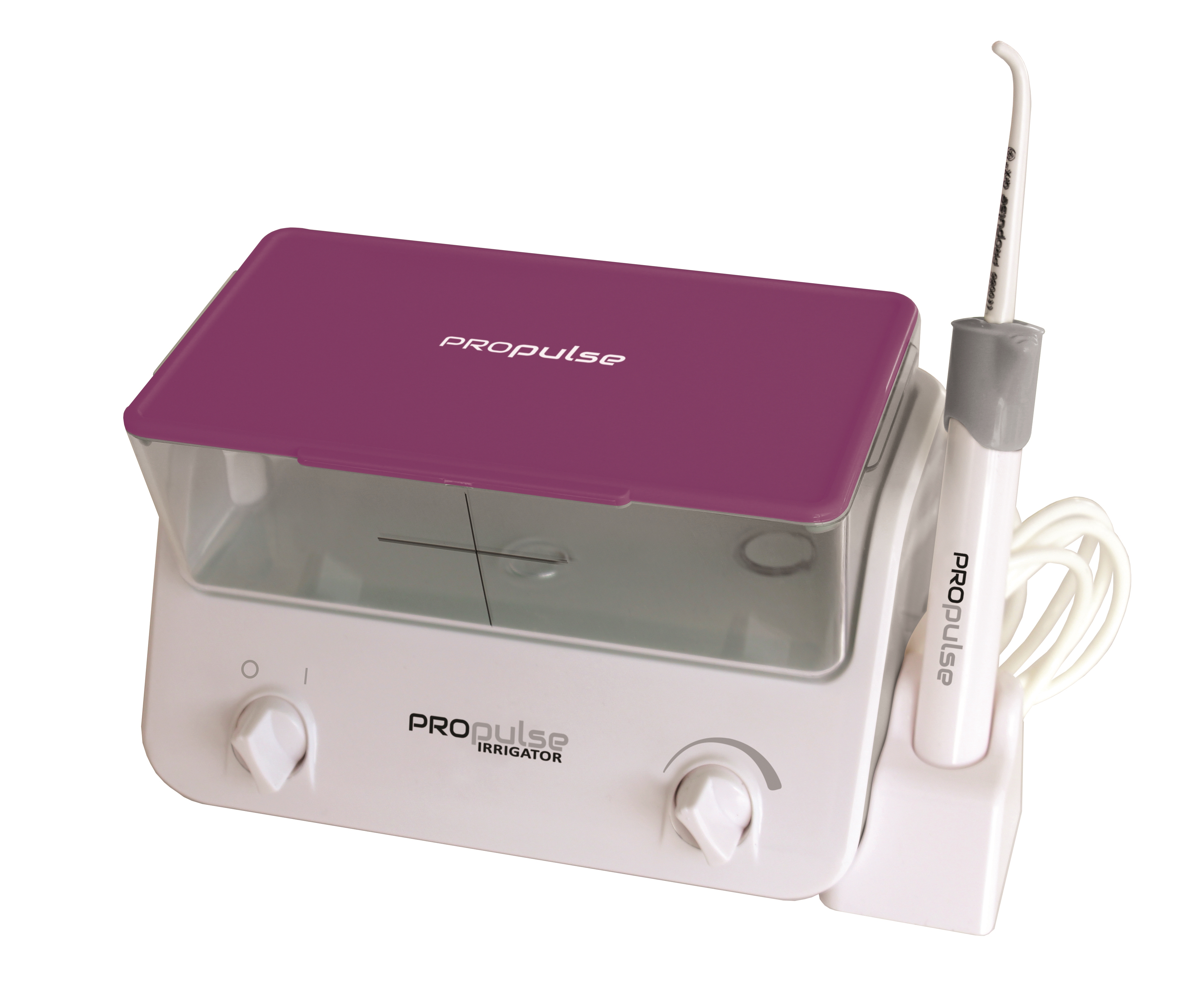ProPulse Ear Irrigation Unit Kit with Purple Lid. Includes 10 QrX Tips, Footswitch and Power Pack.