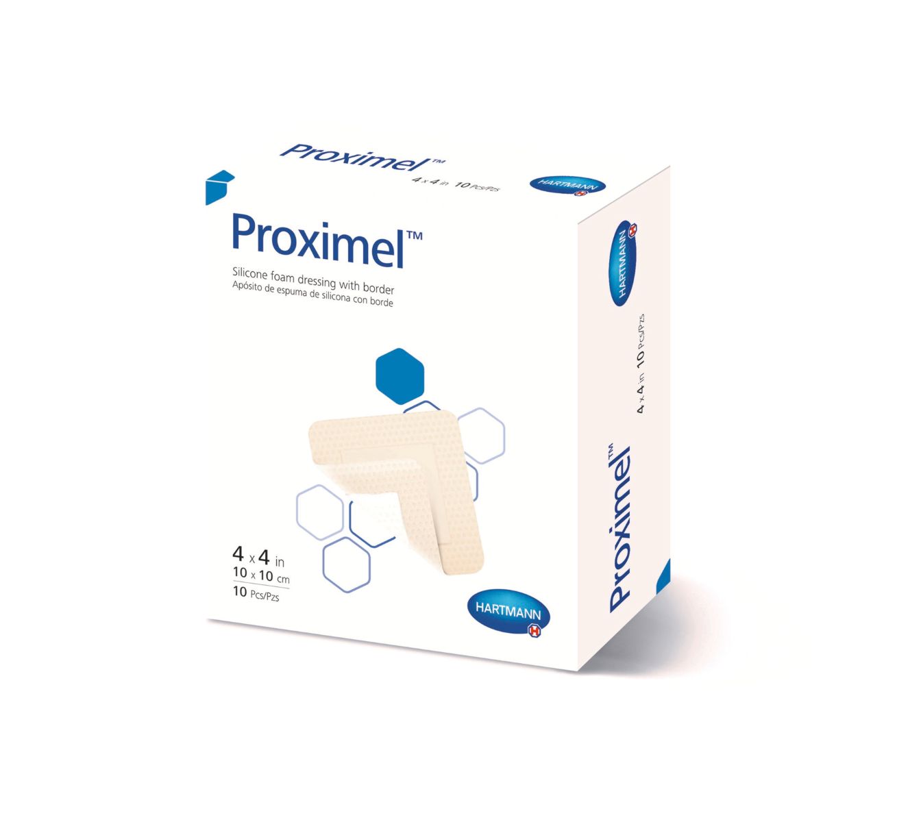 Proximel Silicone Adhesive Border Foam Dressing 5cm x 5cm. Box of 10