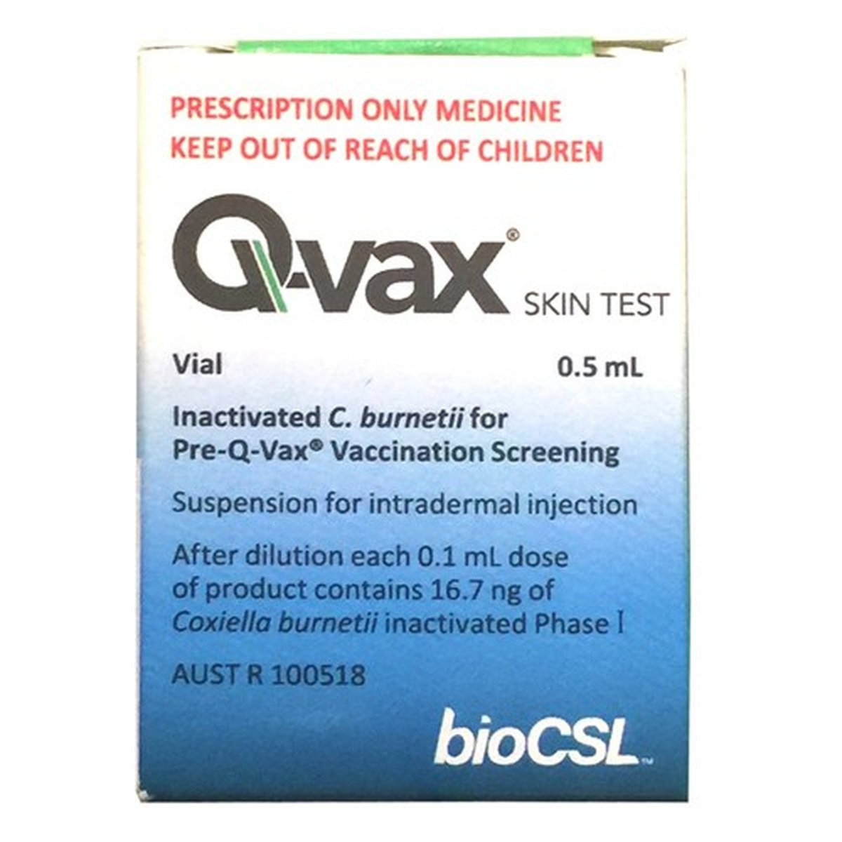 Q-VAX Q Fever Skin Test 0.1mL Vial *S4*
