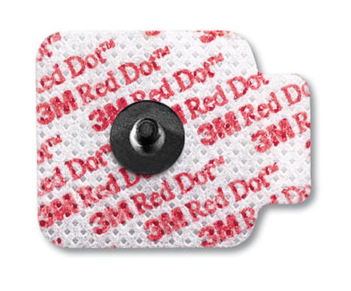 Red Dot Repositionable ECG Electrode with Press Stud 4cm x 3cm. Carton of 1000 (5 per Bag, 200 Bags per Case)