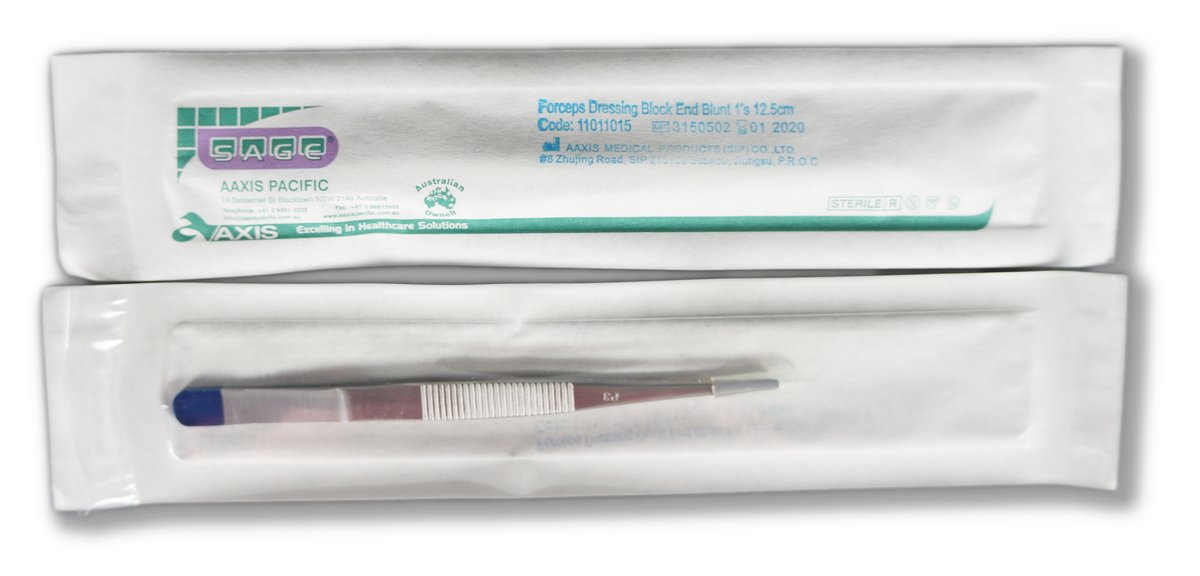 Sage Dressing Forceps Block End Blunt 12.5cm. Pack of One