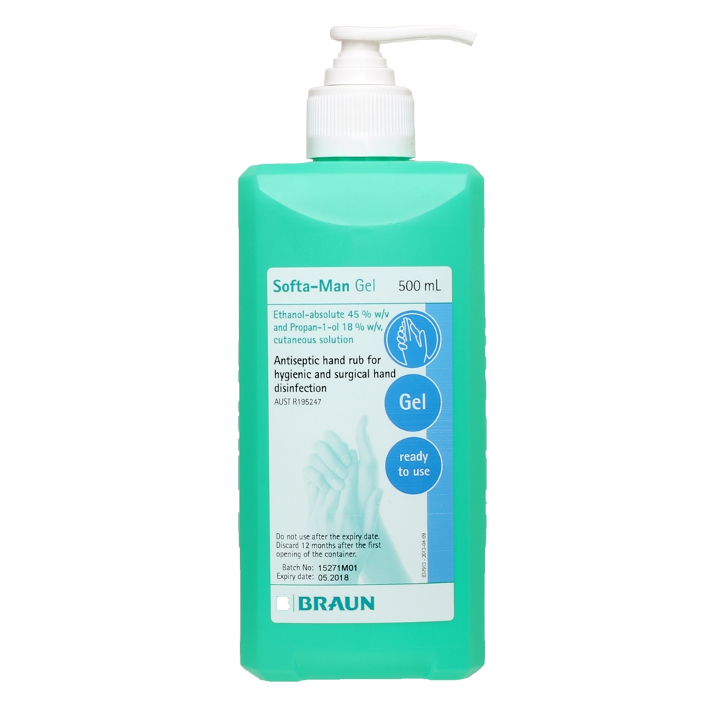 Softa-Man Alcohol Hand Prep. & Disinfectant Gel 500ml Pump
