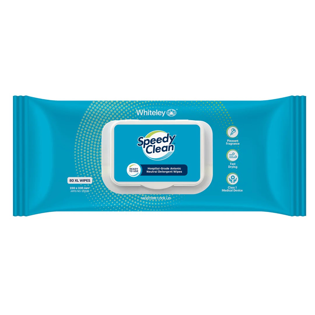 SpeedyCleanWipe-HospitalGradeAnionicDetergentWipesFlatPackOf80