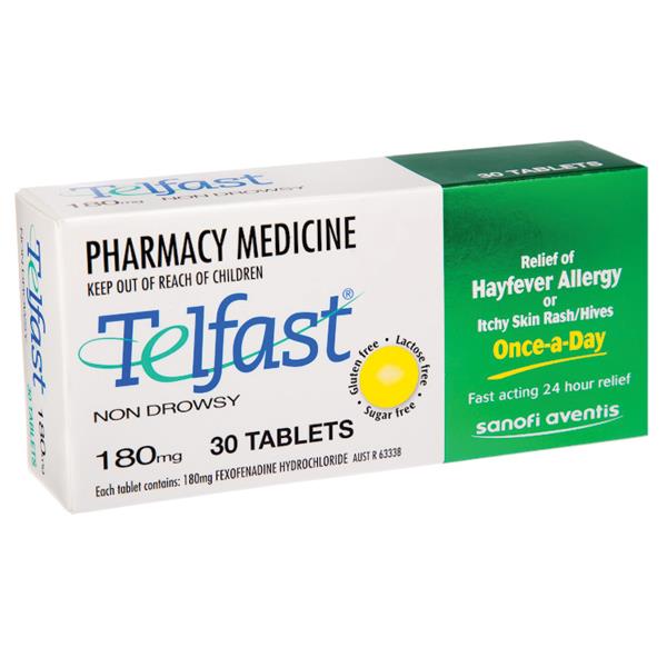 TELFAST TABLETS 180MG  X 30'S  *S2*