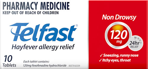 Telfast 120mg Tablets. Pack of 10 *S2*