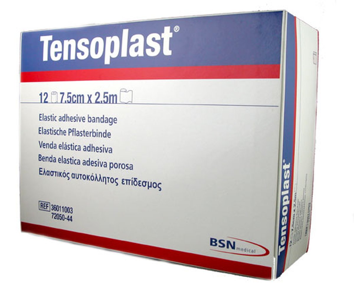 Tensoplast Elastic Adhesive Bandage 7.5cm x 2.5m. Hospital Pack of 12 Rolls
