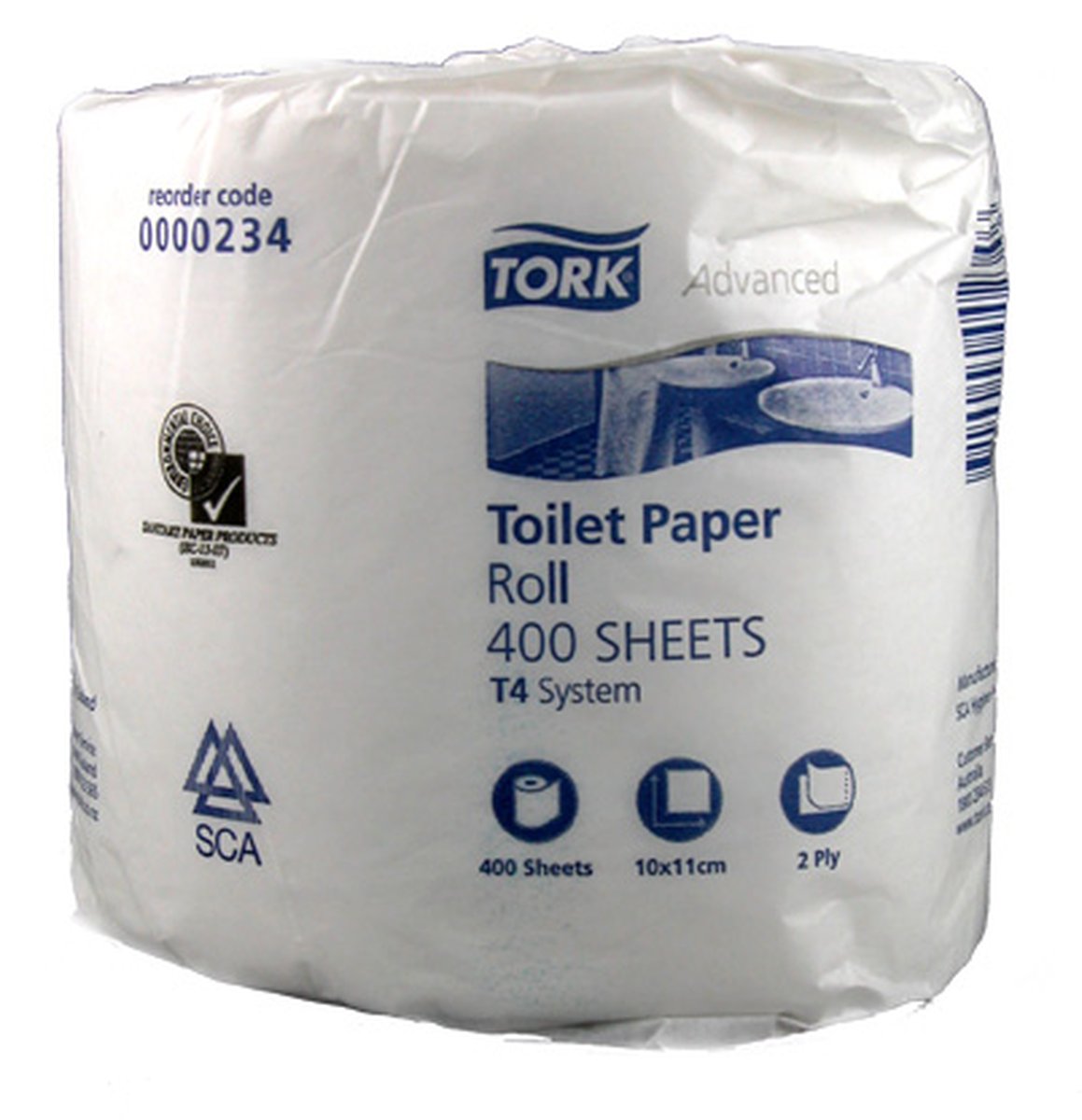 Tork Advanced Toilet Tissue Roll 2Ply 400 Sheets/Roll T4 System. Carton of 48