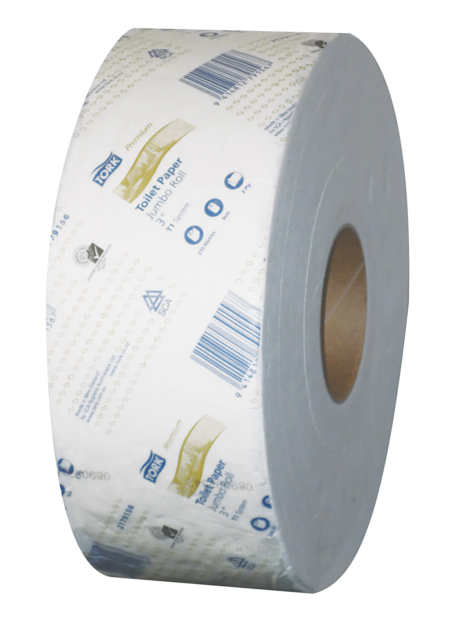 TorkPremiumToiletPaperJumboRoll9CmX270M2PlyWhiteVirginPaper