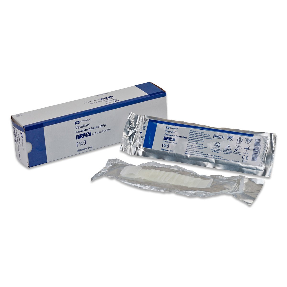 Vaseline Occulsive Petroleum Gauze Dressing Strip, Overwrap 12.7cm x 22.9cm. Box of 12
