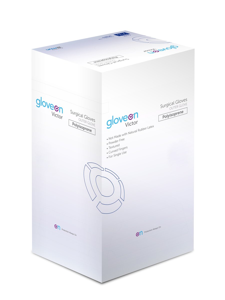 Victor PI Surgical Gloves Sterile P/F Sz 8. Box of 50 Pairs