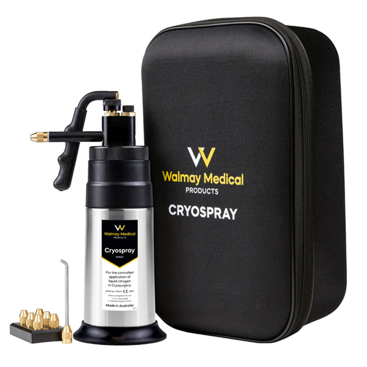 Walmay Liquid Nitrogen Cryospray Flask 350ml with Five Probe Tips