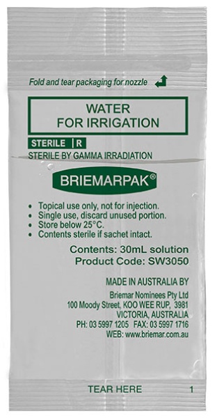 WaterForIrrigation50X30MlSterileSachets