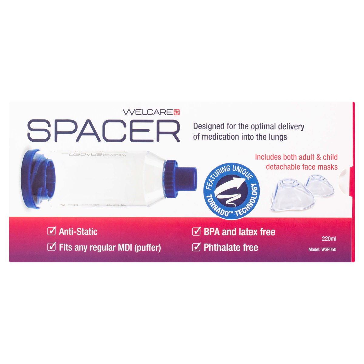 Welcare Breatheasy Spacer with Adult & Child Masks