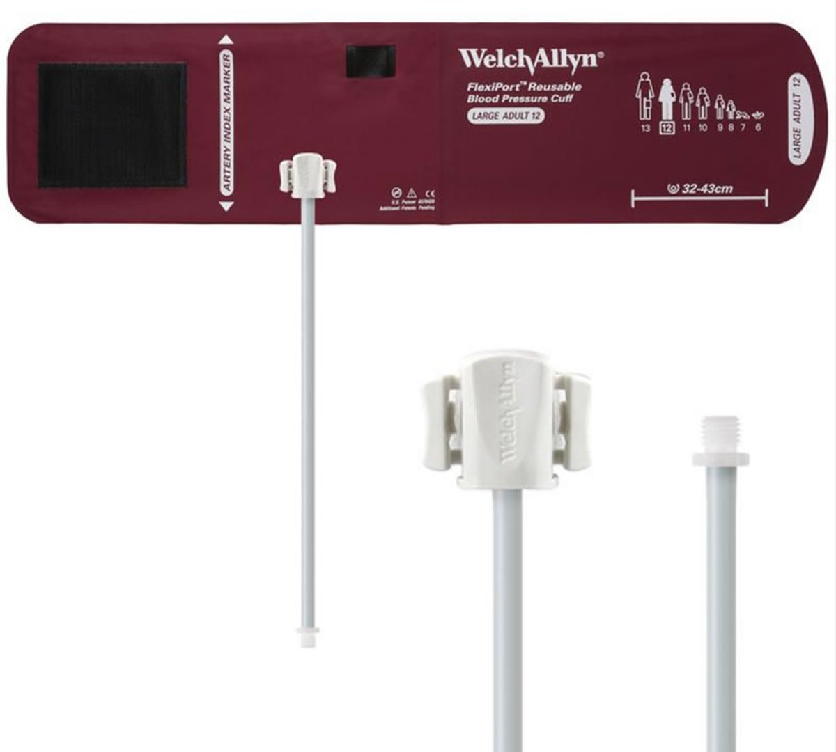 Welch Allyn Flexiport BP Cuff #12 Large Adult 32cm-43cm One Tube with TriPurpose Connector