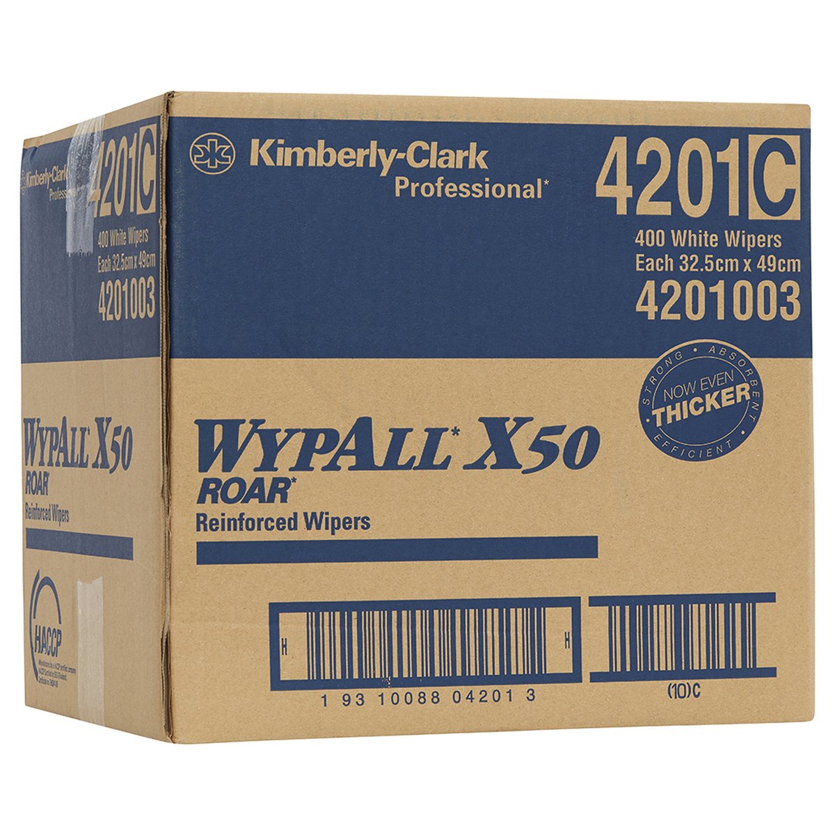 Wypall X50 Reinforced White Wipes 32.5cm x 49cm. Box of 400