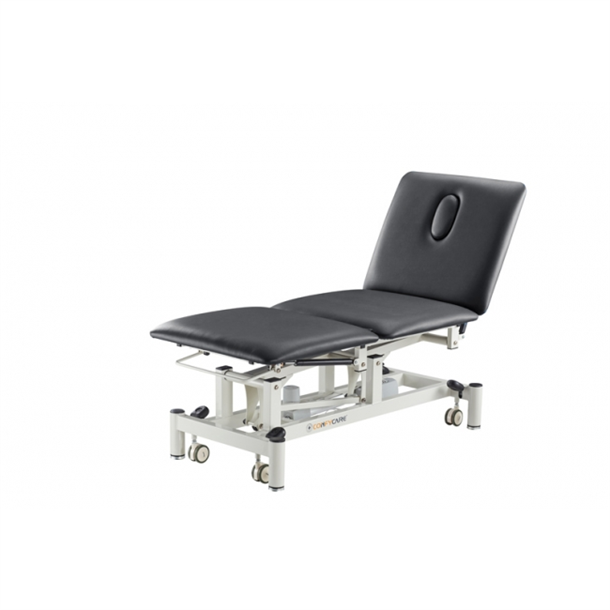 Pacific Medical 3 Section Electric Hi-Lo Exam Couch, Charcoal Grey, 71cm x 190cm 250kg, Retractable Wheels