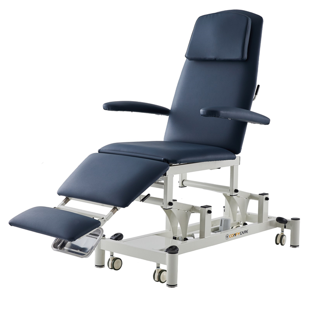 Pacific Medical 3 Section Electric Hi-Lo Multi-purpose Chair with Armrests, 2 Motors, Castors, Black Upholstery