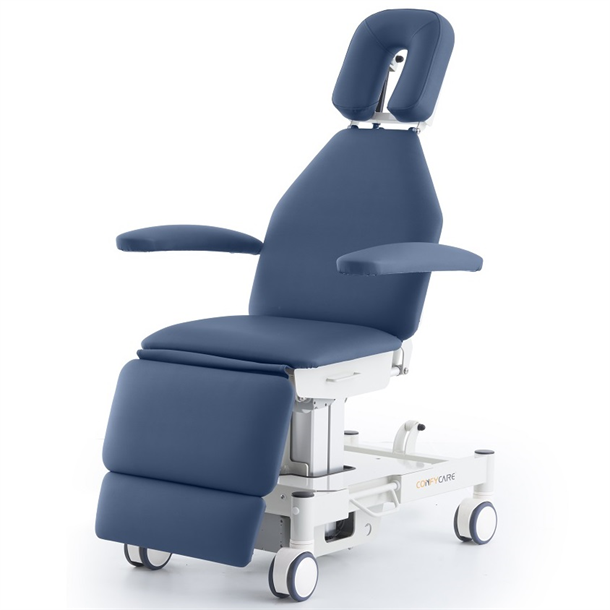 Pacific Medical Electric Procedure Chair 3 Section with Armrests & Multi-Motors, Castors, Navy Blue