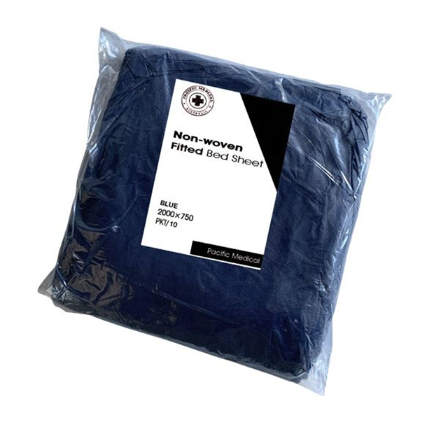 PacMed NW Fitted Exam Bed Sheet 40gsm Navy Blue. 2m x 75cm. 10's