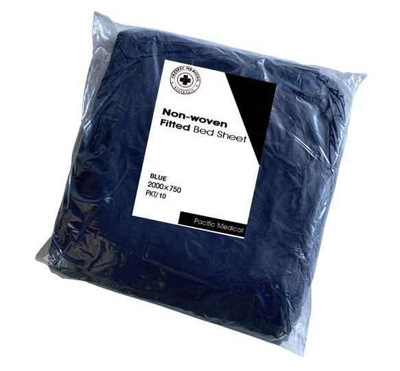 PacMed NW Fitted Exam Bed Sheet 40gsm Navy Blue. 2m x 75cm. 10's