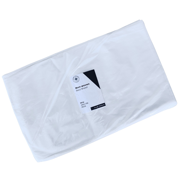 PacMed NW Flat Exam Bed Sheets 40gsm White 2m x 75cm. Pack of 25