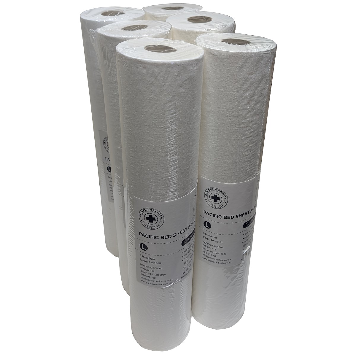 PacMed Paper Bed Roll 54cm x 80m Continuous Roll. Carton of 6 Rolls