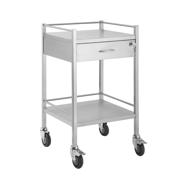 PacMed St/Sl Instrument Trolley 1 Drawer with Lock, 50 x 50 x 90cm Locking Front Wheels