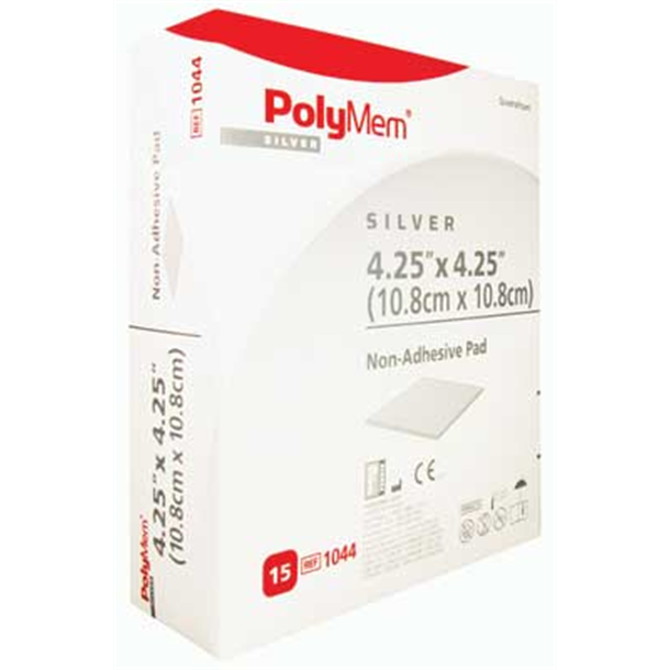 PolyMem Non-Adhesive Silver Foam Dressing 10cm x 10cm. Box of 15