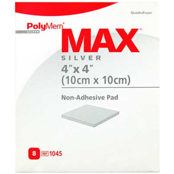 PolyMem Silver Max Non-Adhesive 10cm x 10cm. Box of 8