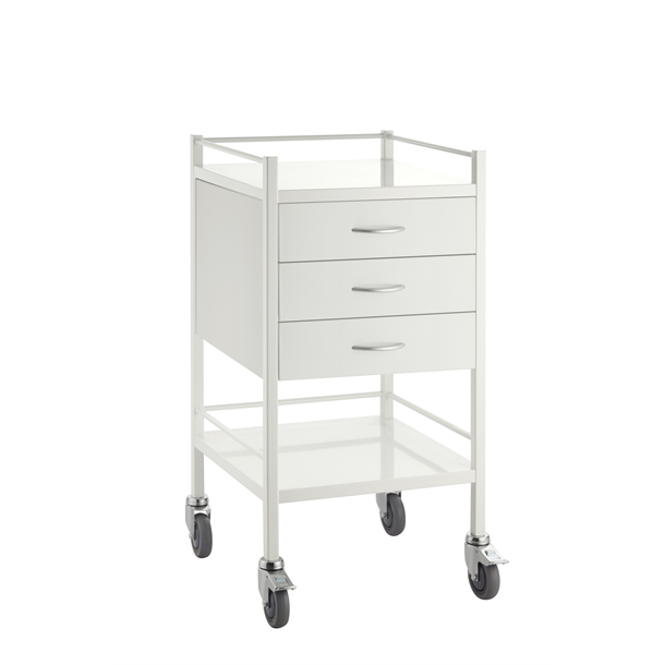 Powder Coated Instrument Trolley with Three Drawers 