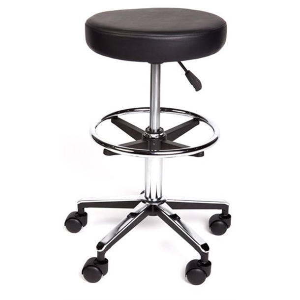 Premium Surgeons Stool with Foot Ring- Black Upholstery