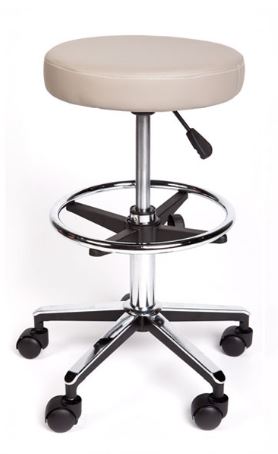 Premium Surgeons Stool with Foot Ring- Grey Upholstery