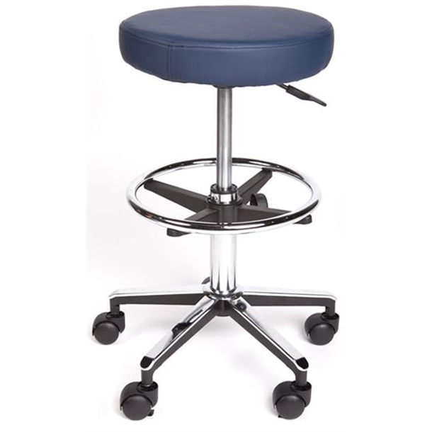 Premium Surgeons Stool with Foot Ring- Navy Blue Upholstery