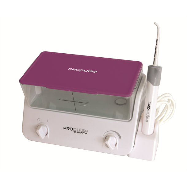 ProPulse Ear Irrigation Unit Kit with Purple Lid. Includes 10 QrX Tips, Footswitch and Power Pack.