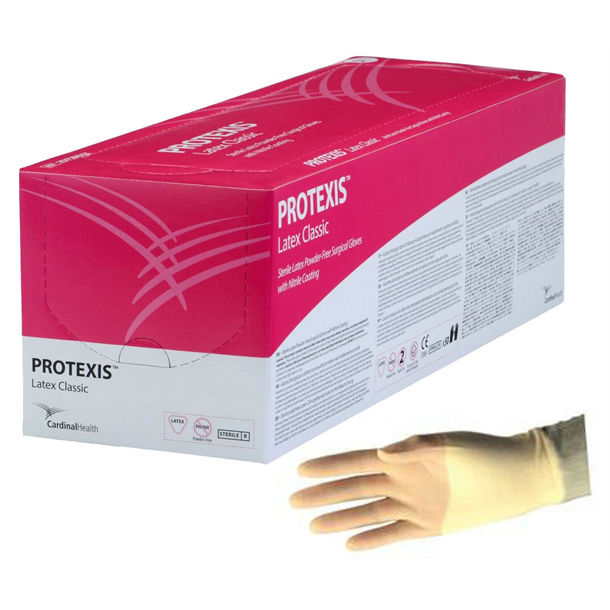 Protexis Latex Classic Surgical Gloves Sterile (Nitrile Coated) P/F Size 5.5. Box of 50 Pairs