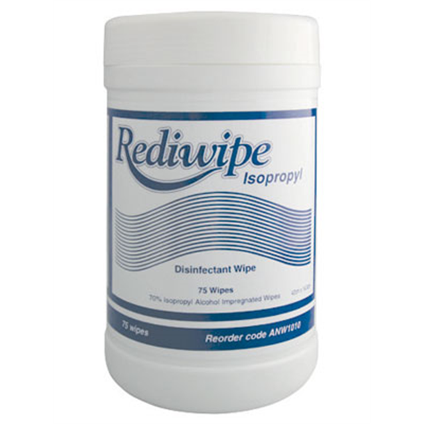 Rediwipe Isopropyl Alcohol Wipes in Plastic Dispenser Tub. 100 Wipes per Tub
