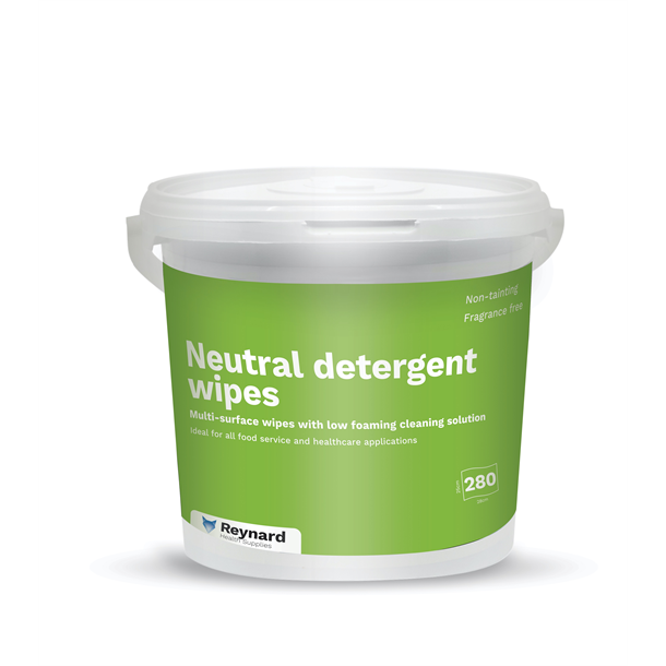 Reynard Neutral Detergent Wipes 25 x 28cm.Tub of 280 wipes