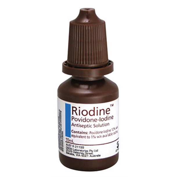 Riodine Povidone Iodine 10% Antiseptic Solution 15ml Dropper Bottle