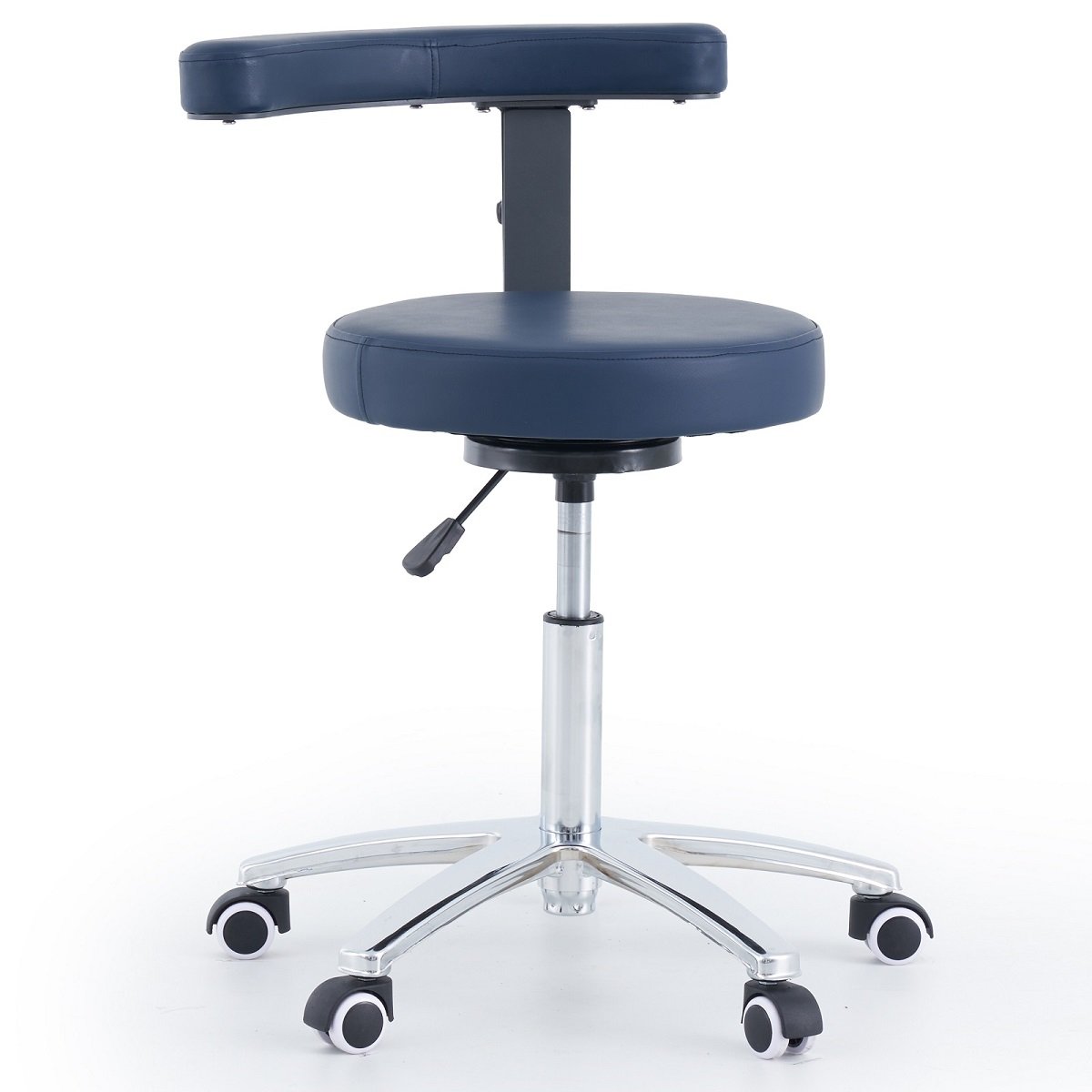 Round Stool with Armrest- Black Upholstery