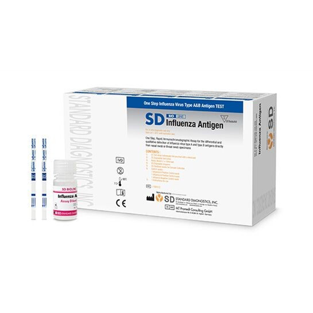 SD Bioline Influenza A/B Rapid Antigen Test Kit. Pack of 10