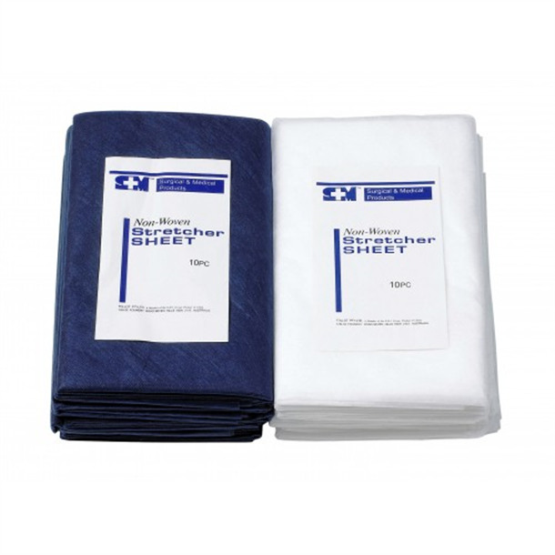 S+M Non-woven Stretcher/Exam Table Sheet 70cm x 240cm - Blue. Pack of 100