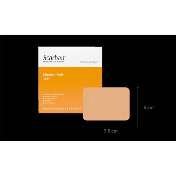 Scarban Light Silicone Sheet 5cm x 7.5cm, Pack of 2, Includes Cleaning Soap
