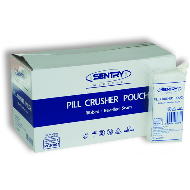 Sentry Pill Crusher Pouches. Box of 1000 (20 x 50's)