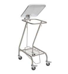 Single Stainless Steel Linen Skip Trolley with Foot Operated Lid and Castors