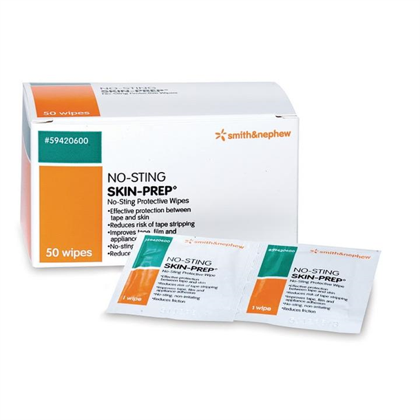 Skin Prep No-Sting Barrier Wipes. Box of 50