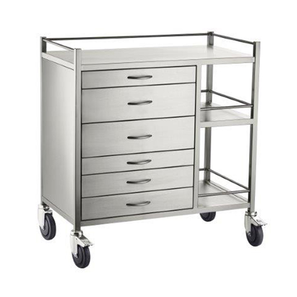 Stainless Steel Anaesthetic Trolley Six Drawer