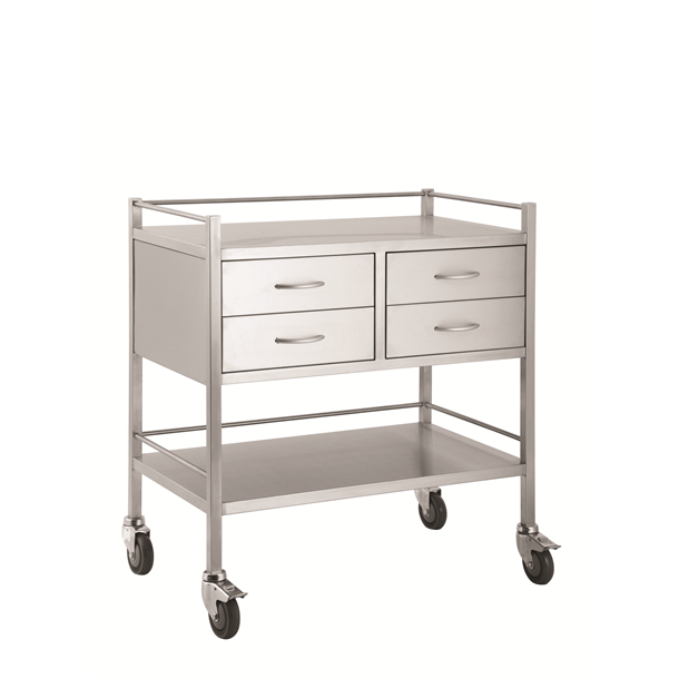 Stainless Steel Double Equipment Trolley Four Drawer (Two Over Two)