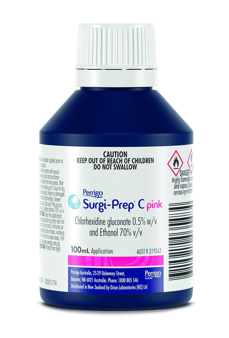 Surgi-Prep C 0.5% Chlorhexidine Gluconate & Ethanol 70% 100ml Antiseptic Solution, Tinted Pink