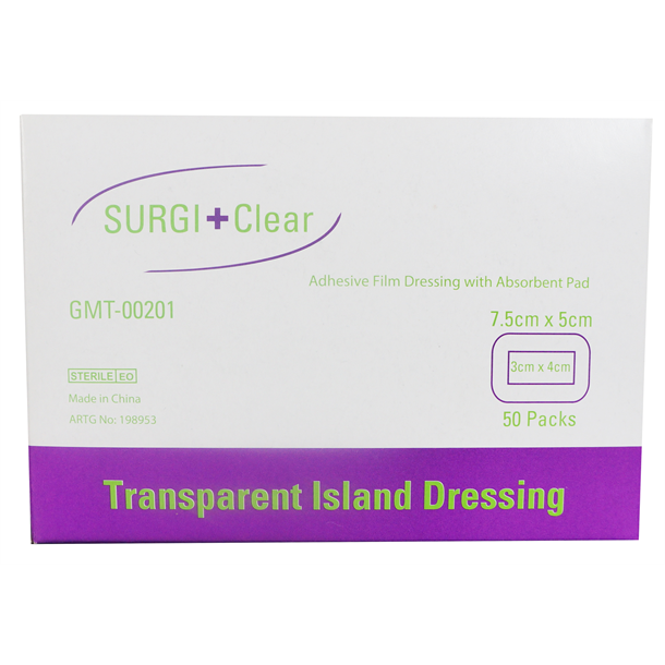  SURGIClear Island Dressing 7.5 x 5cm. Box of 50