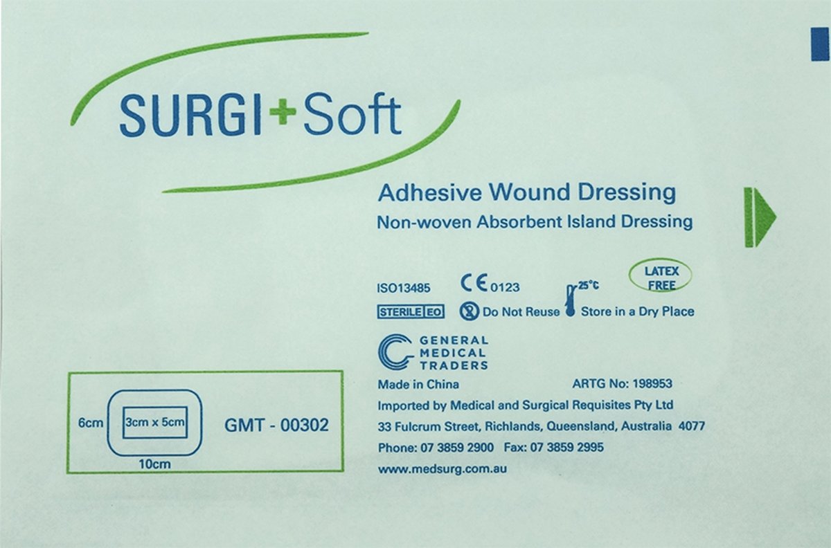  SURGISoft Non-Woven Island Dressing 10cm x 6cm. Box of 50